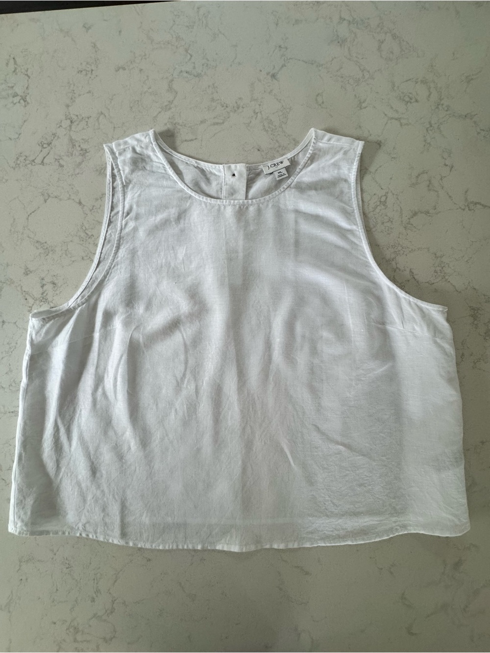 J. Crew White Linen Blenc Sleeveless Top - Picture 3 of 6